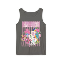 Load image into Gallery viewer, Mahjong Tank Top, Game Night Summer Tee, Floral Bird Bam Comfort Colors Outfit