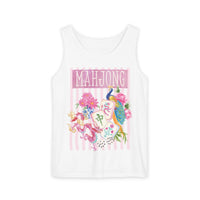 Load image into Gallery viewer, Mahjong Tank Top, Game Night Summer Tee, Floral Bird Bam Comfort Colors Outfit