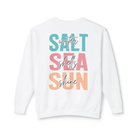 Load image into Gallery viewer, 🌴Saltwater, Seashells &amp; Sunshine — Custom Colors Lightweight Crewneck Sweatshirt by Salty Cotton Designs🌴