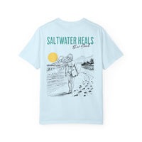 Load image into Gallery viewer, Stay Salty Surf Girl T-shirt | Saltwater Heals Beach Graphic Tee
