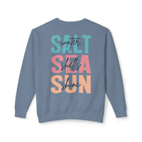 Load image into Gallery viewer, 🌴Saltwater, Seashells &amp; Sunshine — Custom Colors Lightweight Crewneck Sweatshirt by Salty Cotton Designs🌴