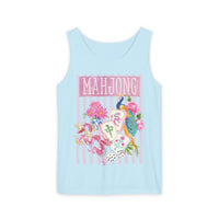 Load image into Gallery viewer, Mahjong Tank Top, Game Night Summer Tee, Floral Bird Bam Comfort Colors Outfit