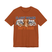 Load image into Gallery viewer, 🧡💙Classy Women Don&#39;t Bark Tee -  College Football Statement Tee, Auburn vs Georgia!
