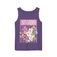 Load image into Gallery viewer, Mahjong Tank Top, Game Night Summer Tee, Floral Bird Bam Comfort Colors Outfit