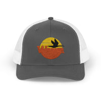 Load image into Gallery viewer, Sunset Duck Trucker Cap – Embroidered Wildlife Snapback