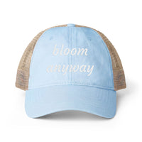 Load image into Gallery viewer, Women's Washed Mesh-Back Floral Empowerment Cap, "bloom anyway"🌺