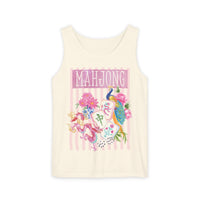 Load image into Gallery viewer, Mahjong Tank Top, Game Night Summer Tee, Floral Bird Bam Comfort Colors Outfit