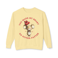 Load image into Gallery viewer, "You Make My Heart Go Pitter-Patter" Cute Mouse Valentine’s Day Crewneck Sweatshirt❤️