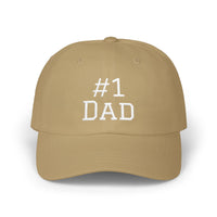 Load image into Gallery viewer, khaki cap with#1 Dad embroidered in white thread