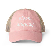 Load image into Gallery viewer, Women's Washed Mesh-Back Floral Empowerment Cap, "bloom anyway"🌺