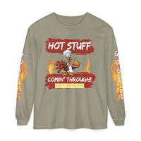 Load image into Gallery viewer, 🔥&quot;Hot Stuff Comin’ Through&quot; Turkey Shirt – Funny Thanksgiving Comfort Colors Long Sleeve | Salty Cotton Designs🔥
