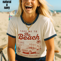 Load image into Gallery viewer, 🏖️Beachy Retro Ringer Tee –Vintage  and Unisex 🏖️
