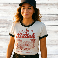 Load image into Gallery viewer, 🏖️Beachy Retro Ringer Tee –Vintage  and Unisex 🏖️
