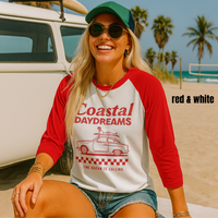 Load image into Gallery viewer, 🏖️Coastal Daydreams! Unisex Three-Quarter Sleeve Raglan Shirt for trendy BeAcH lOvErS!!! Great gift 🏖️