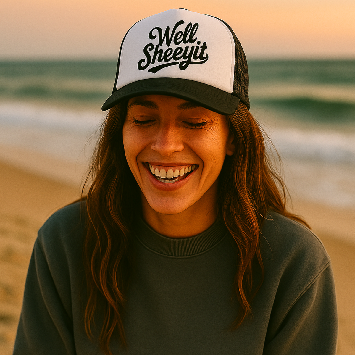 🧢"Well, Sheeyit!" Funny Trucker Hat – Retro Mesh Unisex Cap 🌴