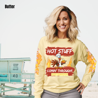 Load image into Gallery viewer, 🔥&quot;Hot Stuff Comin’ Through&quot; Turkey Shirt – Funny Thanksgiving Comfort Colors Long Sleeve | Salty Cotton Designs🔥
