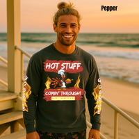 Load image into Gallery viewer, 🔥&quot;Hot Stuff Comin’ Through&quot; Turkey Shirt – Funny Thanksgiving Comfort Colors Long Sleeve | Salty Cotton Designs🔥
