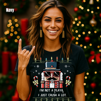 Load image into Gallery viewer, 🎄Funny Nutcracker Christmas Shirt – “I’m Not a Playa, I Just Crush a Lot” Tee | Retro Holiday Pun Tee for Men &amp; Women🎄