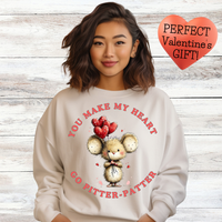 Load image into Gallery viewer, "You Make My Heart Go Pitter-Patter" Cute Mouse Valentine’s Day Crewneck Sweatshirt❤️