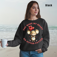 Load image into Gallery viewer, "You Make My Heart Go Pitter-Patter" Cute Mouse Valentine’s Day Crewneck Sweatshirt❤️