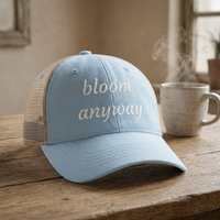 Load image into Gallery viewer, Women's Washed Mesh-Back Floral Empowerment Cap, "bloom anyway"🌺