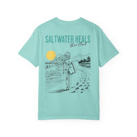 Load image into Gallery viewer, Stay Salty Surf Girl T-shirt | Saltwater Heals Beach Graphic Tee