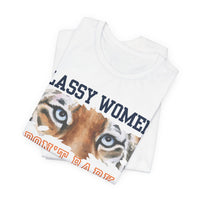 Load image into Gallery viewer, 🧡💙Classy Women Don&#39;t Bark Tee -  College Football Statement Tee, Auburn vs Georgia!
