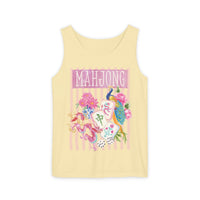 Load image into Gallery viewer, Mahjong Tank Top, Game Night Summer Tee, Floral Bird Bam Comfort Colors Outfit