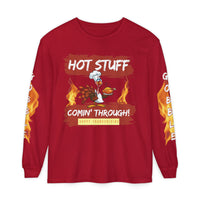Load image into Gallery viewer, 🔥&quot;Hot Stuff Comin’ Through&quot; Turkey Shirt – Funny Thanksgiving Comfort Colors Long Sleeve | Salty Cotton Designs🔥

