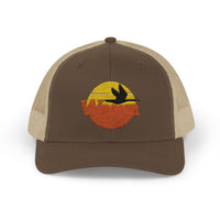 Load image into Gallery viewer, Sunset Duck Trucker Cap – Embroidered Wildlife Snapback