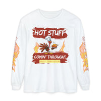 Load image into Gallery viewer, 🔥&quot;Hot Stuff Comin’ Through&quot; Turkey Shirt – Funny Thanksgiving Comfort Colors Long Sleeve | Salty Cotton Designs🔥
