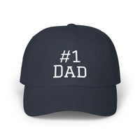 Load image into Gallery viewer, Navy cap with#1 Dad embroidered in white thread