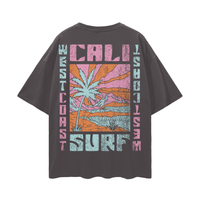 Load image into Gallery viewer, Cali Surf Oversized T-shirt, California Surf Tee, Beach Festival, Retro Coastal Graphic Tee, Vintage Washed Unisex T-Shirt, Cali Surf Top
