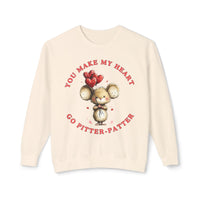 Load image into Gallery viewer, "You Make My Heart Go Pitter-Patter" Cute Mouse Valentine’s Day Crewneck Sweatshirt❤️
