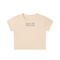 Load image into Gallery viewer, Snow Washed Coastal Soul  Cropped Tee, Endless Aloha Beach Festival Surf Top