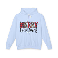 Load image into Gallery viewer, Close-up of Comfort Colors 1467 Merry Christmas hoodie, pocketless design