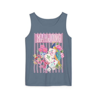 Load image into Gallery viewer, Mahjong Tank Top, Game Night Summer Tee, Floral Bird Bam Comfort Colors Outfit