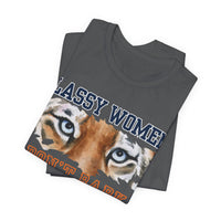 Load image into Gallery viewer, 🧡💙Classy Women Don&#39;t Bark Tee -  College Football Statement Tee, Auburn vs Georgia!
