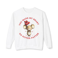 Load image into Gallery viewer, "You Make My Heart Go Pitter-Patter" Cute Mouse Valentine’s Day Crewneck Sweatshirt❤️