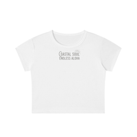 Load image into Gallery viewer, Snow Washed Coastal Soul  Cropped Tee, Endless Aloha Beach Festival Surf Top