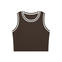 Load image into Gallery viewer, Brown tank top with white trim on a white background