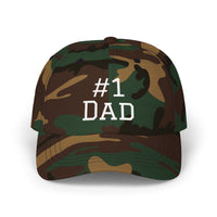 Load image into Gallery viewer, Camouflage cap with#1 Dad embroidered in white thread