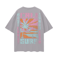 Load image into Gallery viewer, Cali Surf Oversized T-shirt, California Surf Tee, Beach Festival, Retro Coastal Graphic Tee, Vintage Washed Unisex T-Shirt, Cali Surf Top