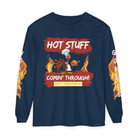 Load image into Gallery viewer, 🔥&quot;Hot Stuff Comin’ Through&quot; Turkey Shirt – Funny Thanksgiving Comfort Colors Long Sleeve | Salty Cotton Designs🔥
