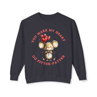 Load image into Gallery viewer, "You Make My Heart Go Pitter-Patter" Cute Mouse Valentine’s Day Crewneck Sweatshirt❤️