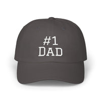 Load image into Gallery viewer, Dark Gray cap with#1 Dad embroidered in white thread