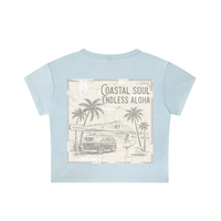 Load image into Gallery viewer, Snow Washed Coastal Soul  Cropped Tee, Endless Aloha Beach Festival Surf Top