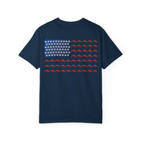 Load image into Gallery viewer, Dolphin and Starfish Flag Unisex T-Shirt — Patriotic USA Coastal Tee