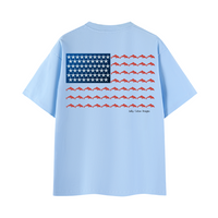 Load image into Gallery viewer, Dolphin and Starfish Flag Unisex T-Shirt — Patriotic USA Coastal Tee