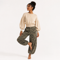 Load image into Gallery viewer, Mineral Wash Balloon Sleeve Cropped Knit Sweater | Women's Fall Coastal Sweater